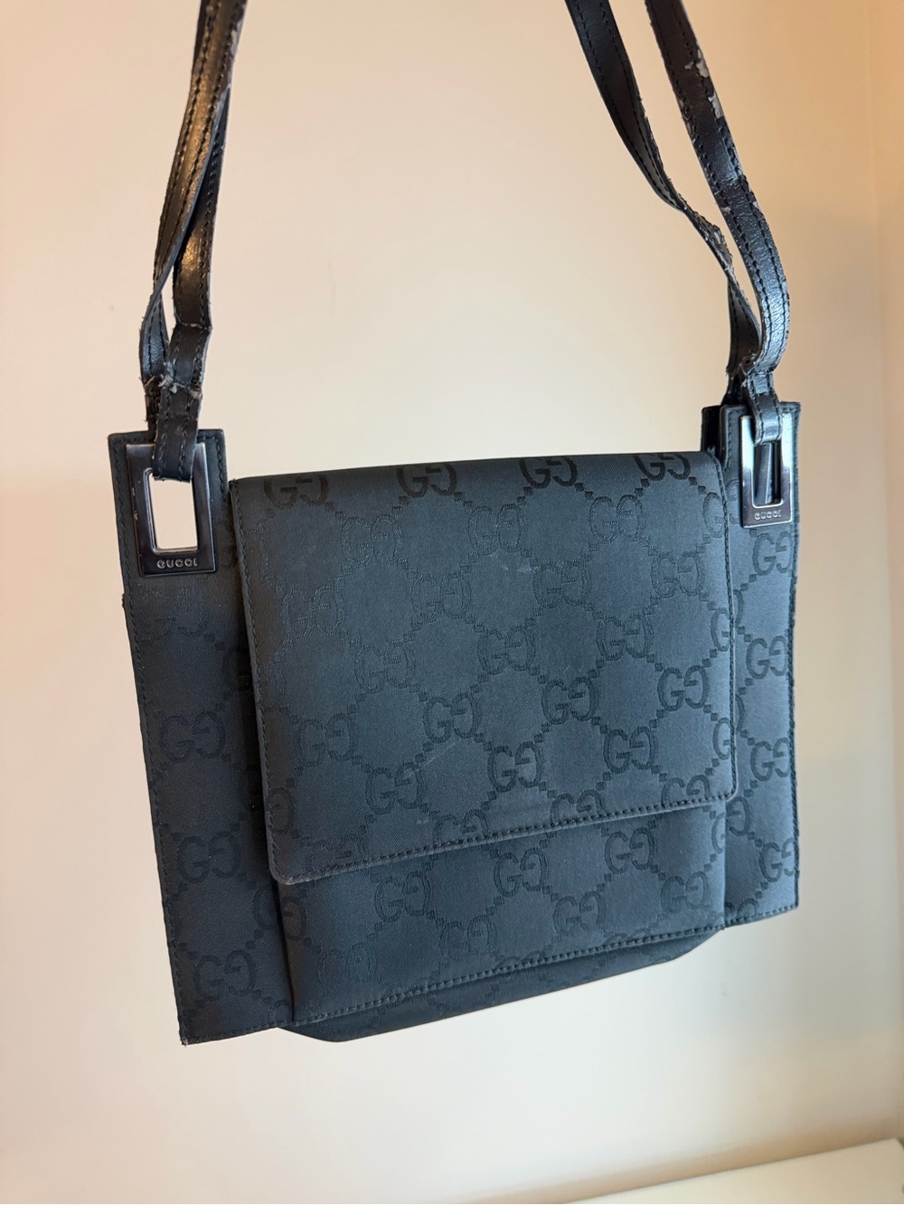 Authentic Gucci black GG monogram bag